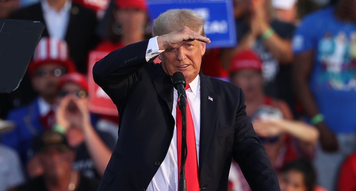 WELLINGTON, OHIO— Former President Donald Trump rails for his supporters at Wellington, Ohio, rally.