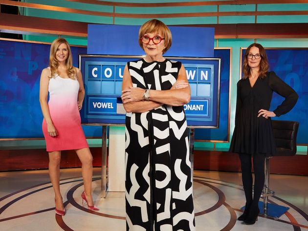 Anne Robinson with Countdown stars Rachel Riley and Susie Dent