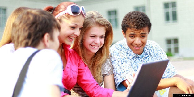 young students lined up for a portrait