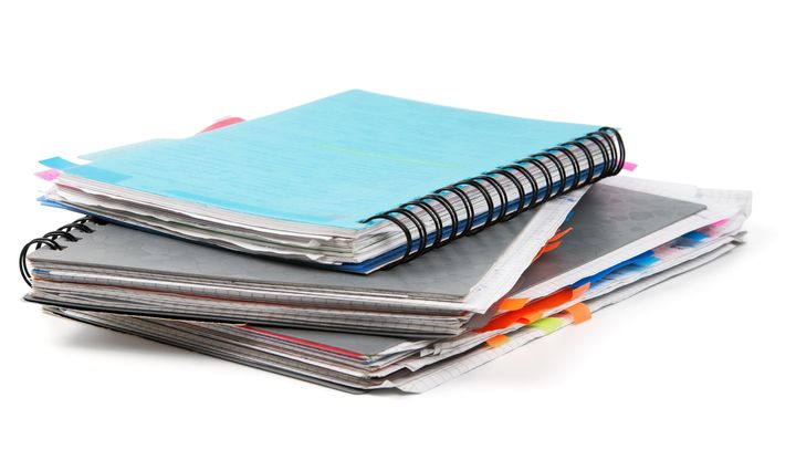 students notebooks isolated on...
