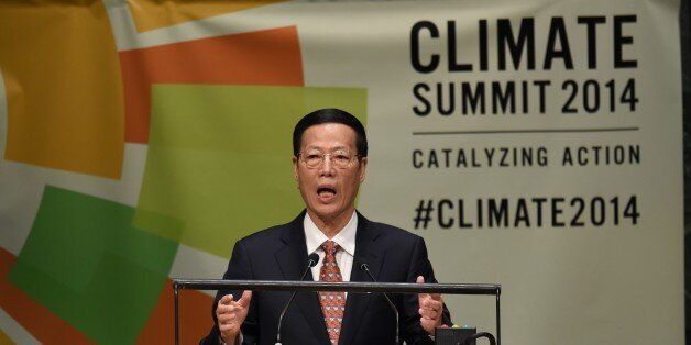 Chinese Vice Premier Zhang Gaoli speaks during the Opening Session of the Climate Change Summit at the United Nations in New York September 23, 2014, in New York. The Summit precedes the 69th Session of the UN General Assembly which will convene Tuesday at the UN Headquarters in New York. AFP PHOTO / Timothy A. CLARY (Photo credit should read TIMOTHY A. CLARY/AFP/Getty Images)