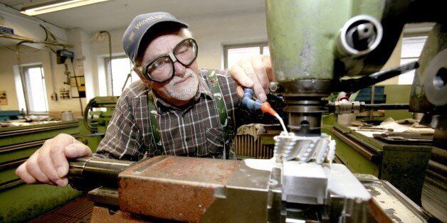 GERMANY - NOVEMBER 16: GERMANY, BONN, Employed senior - working until,,,? Our picture shows an elder man working at a workbench in metal industry. (Photo by Ulrich Baumgarten via Getty Images)