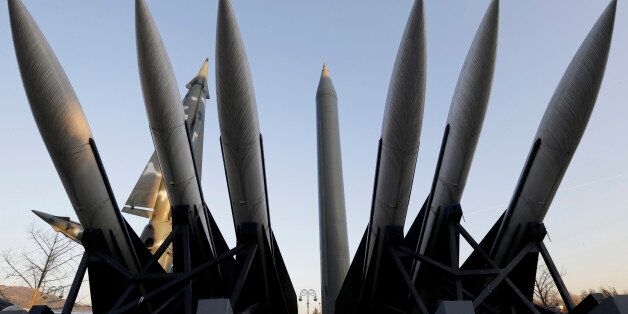 FILE - In this Dec. 26, 2014 file photo, a North Korea's mock Scud-B missile, center, stands among South Korean missiles displayed at Korea War Memorial Museum in Seoul, South Korea. After three years of diplomatic deadlock, the Obama administration says it is open to holding preliminary talks with North Korea to see if thereâs a prospect of ridding the country of nuclear weapons. (AP Photo/Ahn Young-joon, File)
