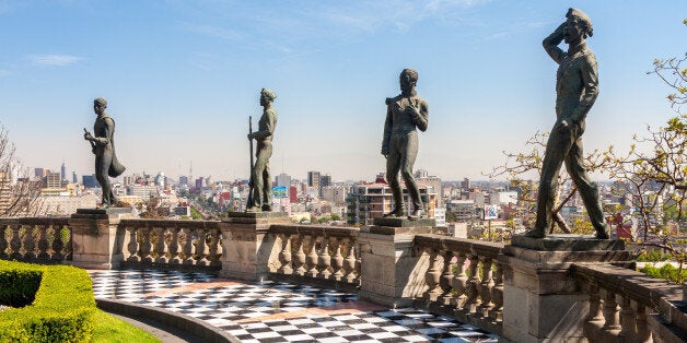 Statues of the boy heroes located at the top of Chapultepec Castle, Mexico City
