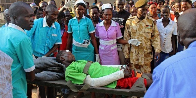 One of around 50 injured patients who were evacuated to Juba on flights provided by the Red Cross, the South Sudanese government and the U.N arrives at Juba hospital on September 18, 2015. A fuel tanker carrying petrol overturned and exploded as people gathered to siphon off the spilled fuel. 183 people are believed to have died in the accident which happened on September 16, 2015 outside Maridiin Equatorial state. AFP PHOTO/Samir Bol (Photo credit should read SAMIR BOL/AFP/Getty Images)