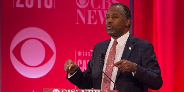 Republican presidential candidate Ben Carson speaks during the CBS News Republican Presidential Debate in Greenville, South Carolina, February 13, 2016. / AFP / JIM WATSON (Photo credit should read JIM WATSON/AFP/Getty Images)