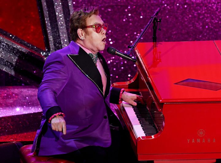 Elton performing in February 2020