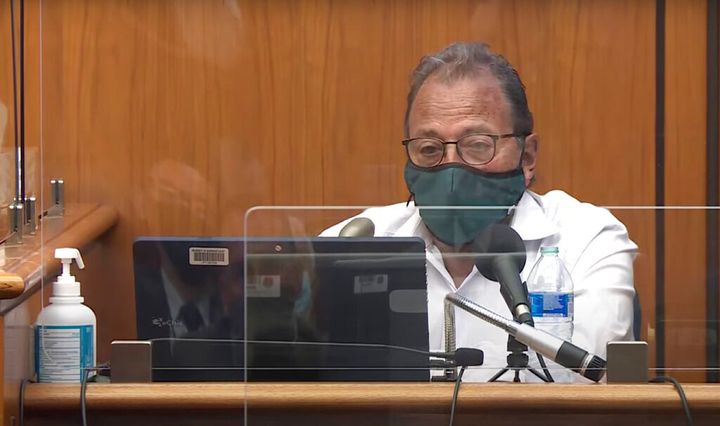 In this still image taken from the Law&Crime Network court video, shows Douglas Durst, testifies at his brother's murder trial in Los Angeles Superior Court in Inglewood, Calif. on Monday, June 28, 2021. The estranged brother of murder suspect Robert Durst has reluctantly testified that the two never got along and he feared his brother would kill him. Douglas Durst bluntly told jurors Monday in Los Angeles Superior Court that his older brother would "like to murder me." (Law&Crime Network via AP, Pool)