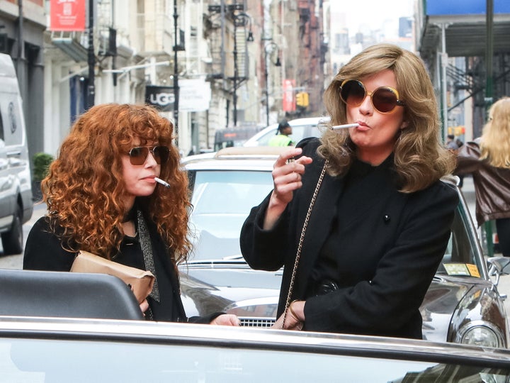 Natasha Lyonne and Murphy on the set of “Russian Doll” Season 2 in March 2021.