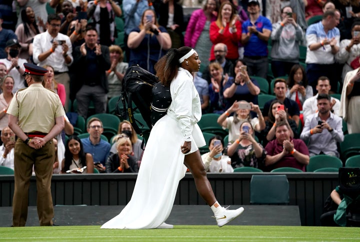 Serena Williams made a grand entrance onto Wimbledon's Centre Court wearing a removable train.