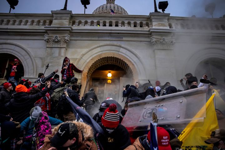 Donald Trump supporters clash with police and security forces as people try to storm the U.S. Capitol on Jan. 6 in Washington, D.C.
