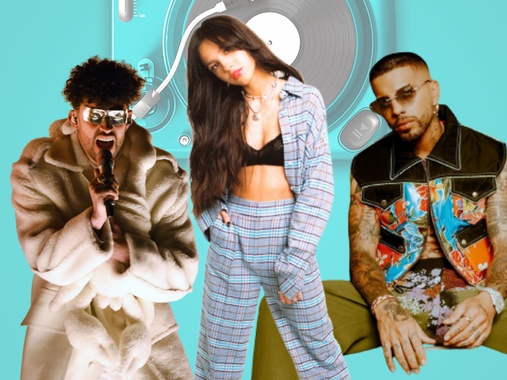 Los cantantes Bad Bunny, Olivia Rodrigo y Rauw Alejandro.