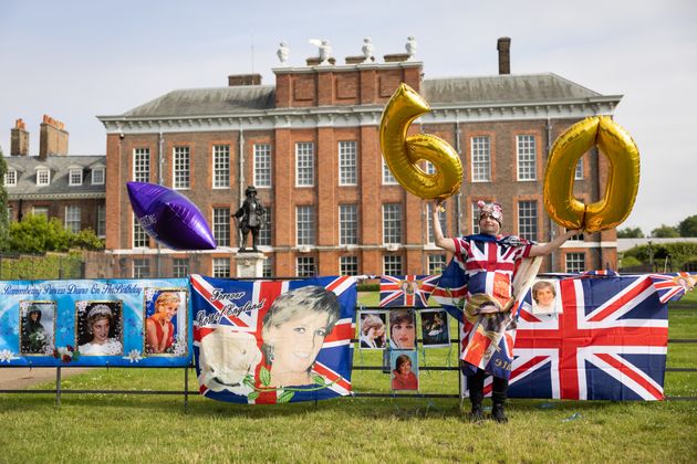 A Royal fan at Kensington Palace to mark what would have been Diana's 60th birthday