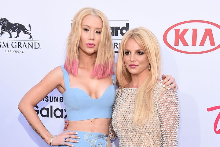 Iggy Azalea and Britney Spears attend the 2015 Billboard Music Awards.