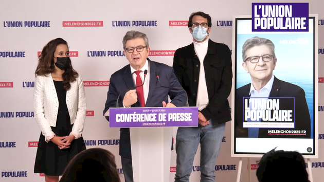 Jean-Luc Mélenchon, à son QG de campagne