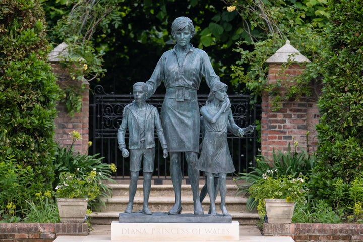 The statue of Diana, Princess of Wales, in the Sunken Garden at Kensington Palace, London.