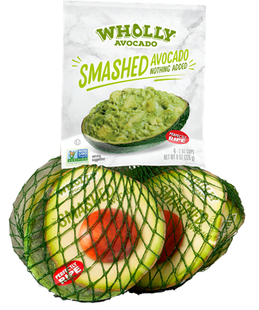 Wholly's smashed avocados come pre-smashed in little avocado-y containers.