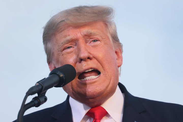 Former President Donald Trump speaks to supporters June 26 during a rally in Wellington, Ohio. It was his first rally since l