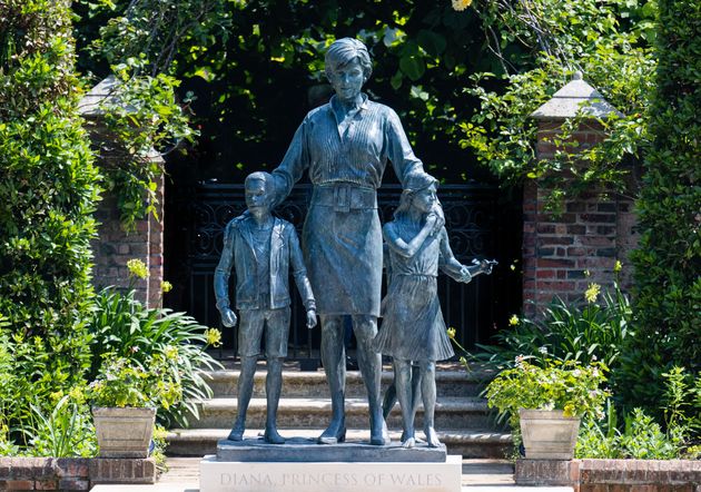  A statue of Diana, Princess of Wales in the sunken garden at Kensington Palace.