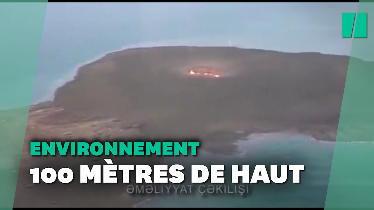 L'éruption impressionnante d'un "volcan de boue" en mer Caspienne