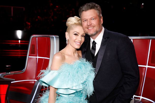 Gwen Stefani et son mari Blake Shelton lors du tournage de la saison 17 de 