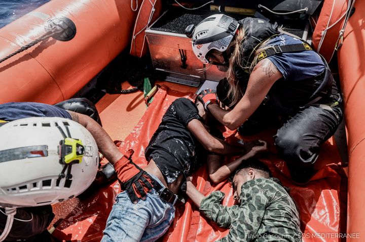 4 Ιουλίου 2021. Φωτογραφία - ντοκουμέντο από την επιχείρηση διάσωσης του Ocean Viking στη Μεσόγειο. Flavio Gasperini/SOS Mediterranee/Handout via REUTERS ATTENTION EDITORS - THIS IMAGE HAS BEEN SUPPLIED BY A THIRD PARTY. NO RESALES. NO ARCHIVES. MANDATORY CREDIT