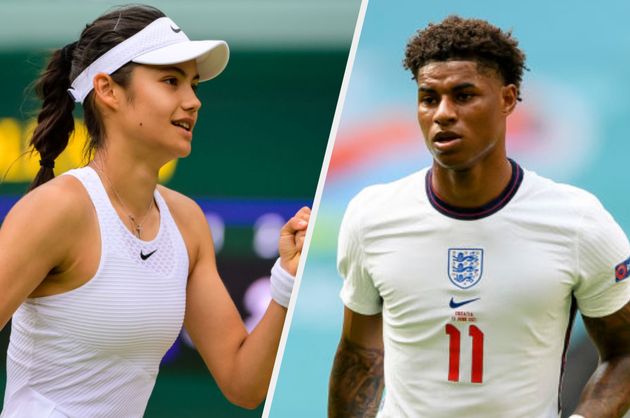 Emma Raducanu (left) and Marcus Rashford (right)
