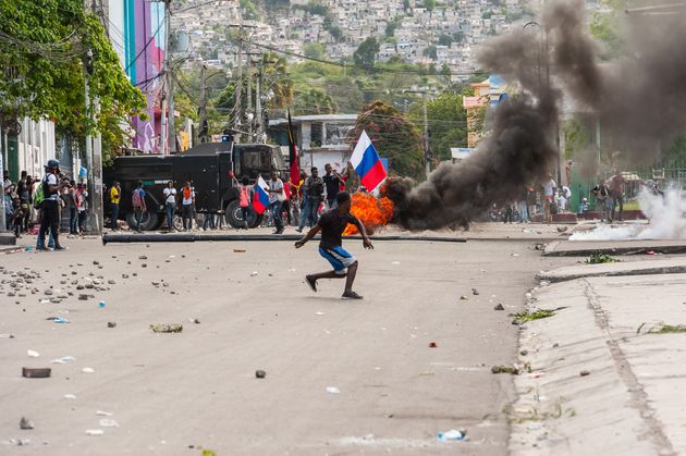 Protestas contra el referéndum constitucional del presidente Moïse en Puerto Príncipe, a finales del...