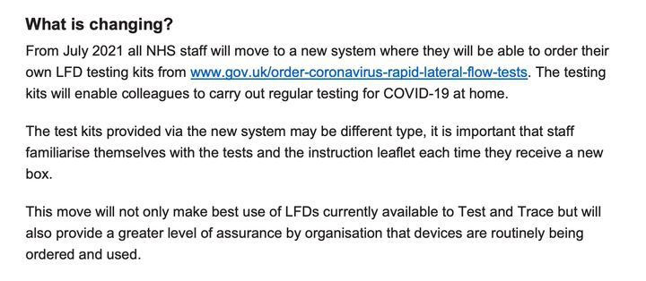 NHS lateral flow test guidance