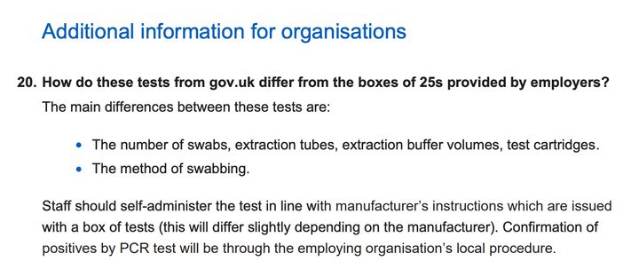NHS lateral flow test guidance