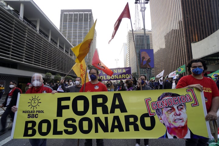 Thousands of Brazilians took to the streets Saturday to protest against President Jair Bolsonaro, who faces an investigation over an allegedly corrupt COVID-19 vaccine deal. 