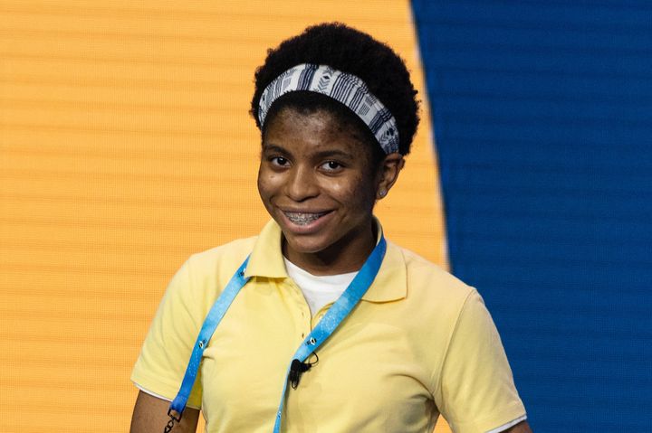 Zaila Avant-garde competes in the first round of the the Scripps National Spelling Bee finals in Orlando, Florida, on July 8.
