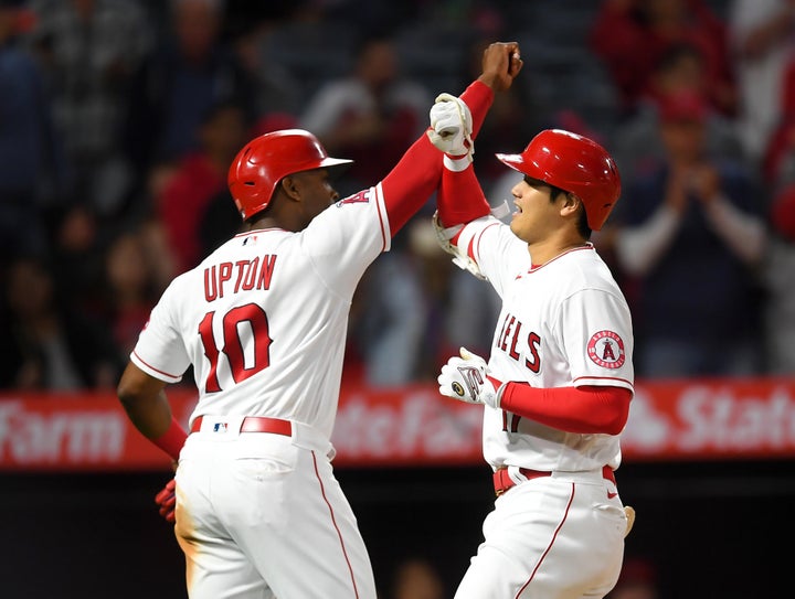 アップトン選手と大谷選手（2021年6月18日撮影）