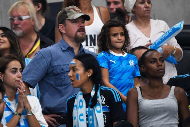 À Cannes, Matt Damon déclare sa flamme à l'OM (Photo de Matt Damon au stade Velodrome pendant le match Marseille-Saint-Étienne en septembre 2019. Par Christophe SIMON / AFP)