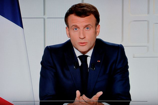 Emmanuel Macron lors d'une allocution consacrée au Covid-19 depuis l'Elysée le 31 mars
