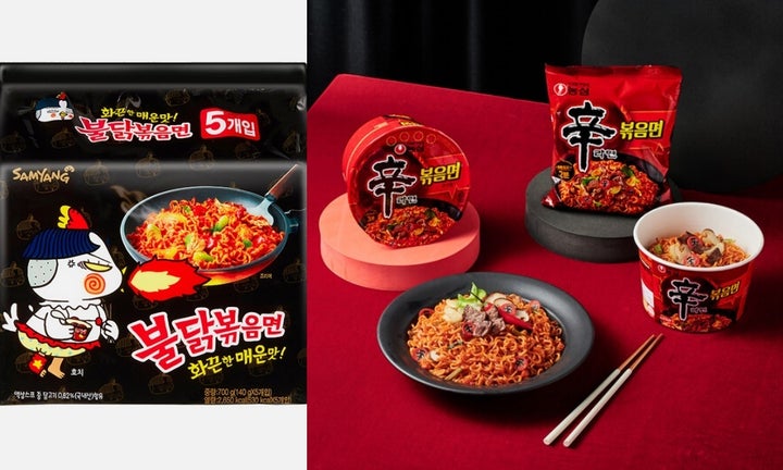 삼양의 불닭볶음면. 농심이 내놓는 신라면볶음면.