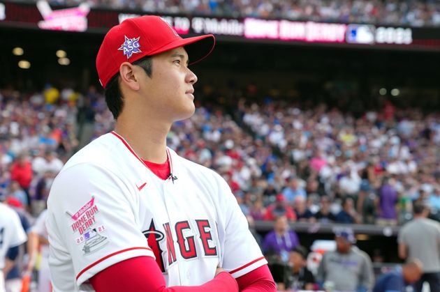 ホームランダービー前の大谷翔平選手（日本時間7月13日撮影）