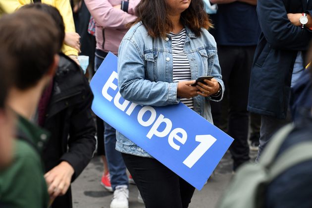 Pour le 14-Juillet, l'émission Europe1-CNews ne passe pas à la radio (photo du 30 juin 2021 lors d'une manifestation des employés d'Europe 1)