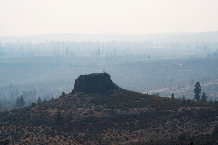 Smoke fills the air near the Bootleg Fire, on July 13, 2021, near Sprague River, Ore. 
