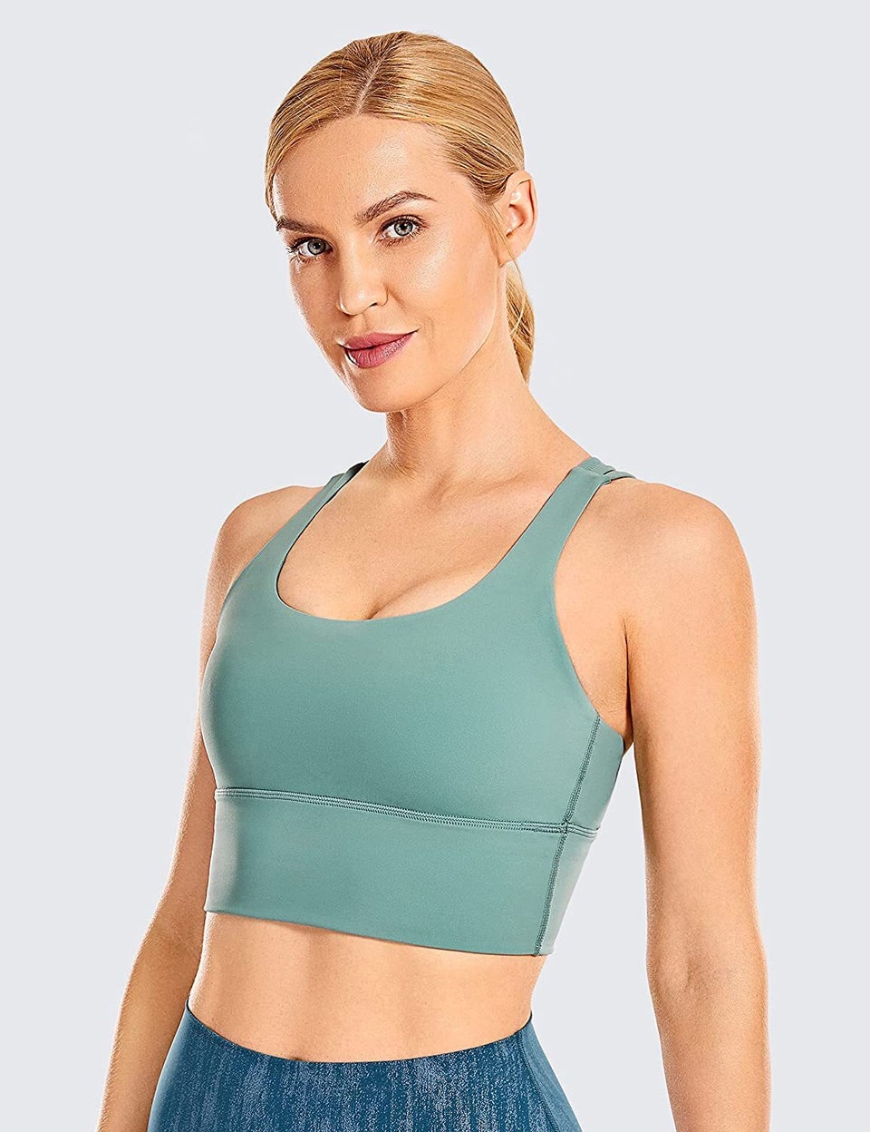 ZELLA by Nordstrom Pink Sports Bra. White Stripes on Waistband. High Neck M