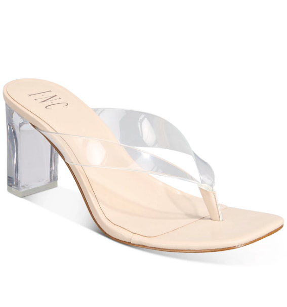 white heeled flip flops