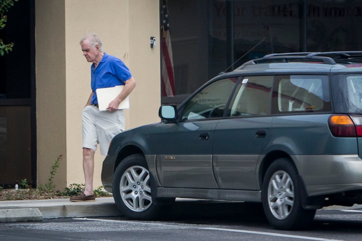 Bill Regnery leaving a Bank of America branch near his home in Boca Grande, Florida, in 2017. Regnery was proud of his elevat