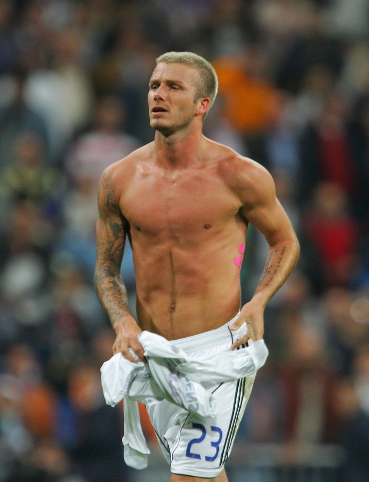 David Beckham with a bleached hairstyle in 2007