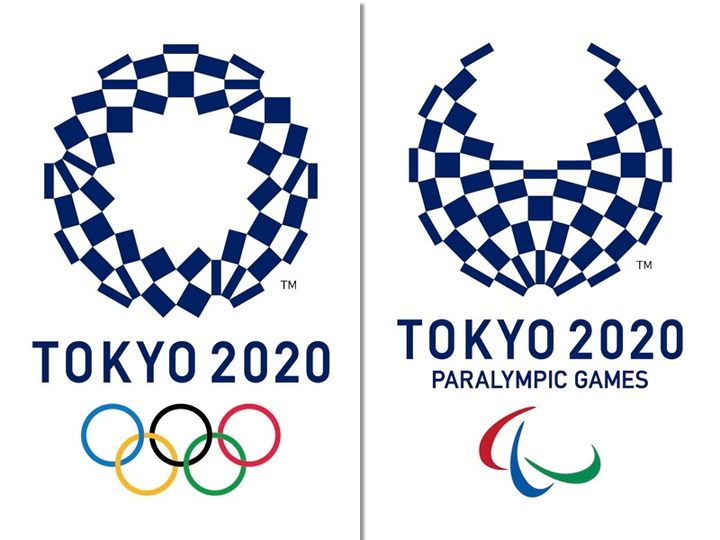 大会エンブレム。オリンピック（左）、パラリンピック（右）