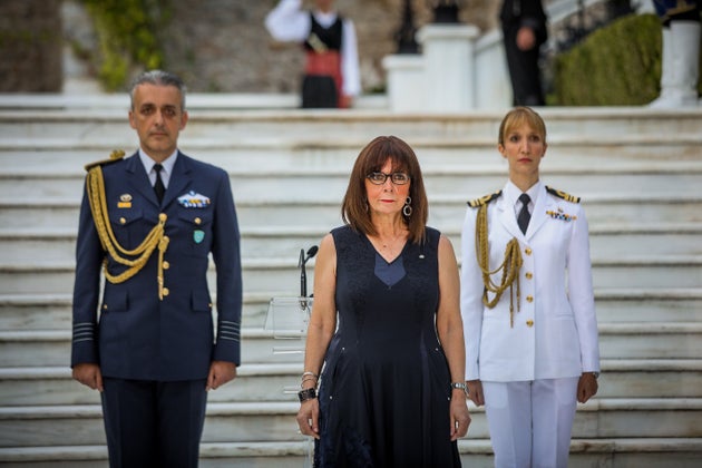 Στιγμιότυπο από την δεξίωση για την 46η επέτειο από την αποκατάσταση της Δημοκρατίας στην χώρα,μετά τον τερματισμό της επτάχρονης δικτατορίας, Παρασκευή 24 Ιουλίου 2020 (ΕUROKINISSI/ΣΩΤΗΡΗΣ ΔΗΜΗΤΡΟΠΟΥΛΟΣ)