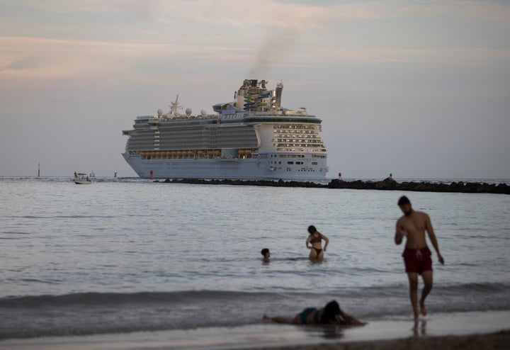 The Royal Caribbean Freedom of the Seas is seen in Miami during the first U.S. trial cruise that was testing COVID-19 protoco