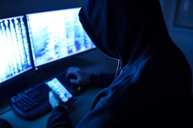 Hacker attacking internet
