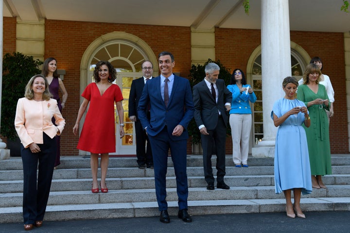 Pedro Sánchez posa en Moncloa con su nuevo Consejo de Ministros, el pasado 13 de julio.