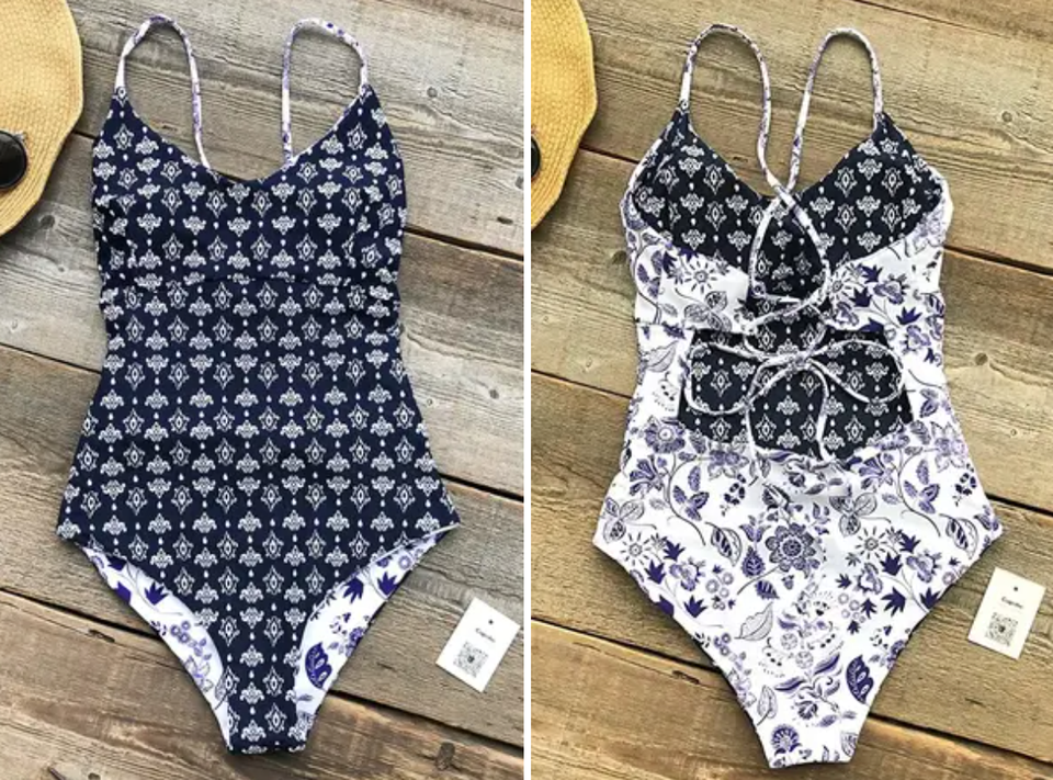 Figleaves black floral swimsuit - Gem