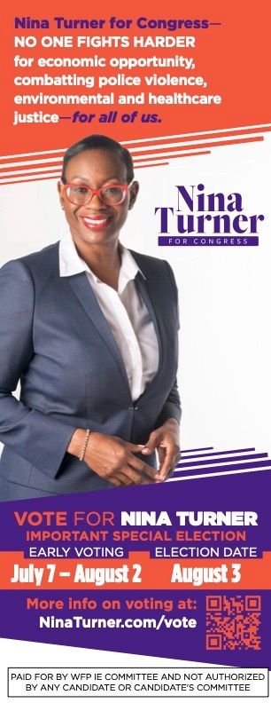 The Working Families Party is funding a super PAC field effort in support of Nina Turner. Canvassers will carry campaign literature, including this card, to share with voters.